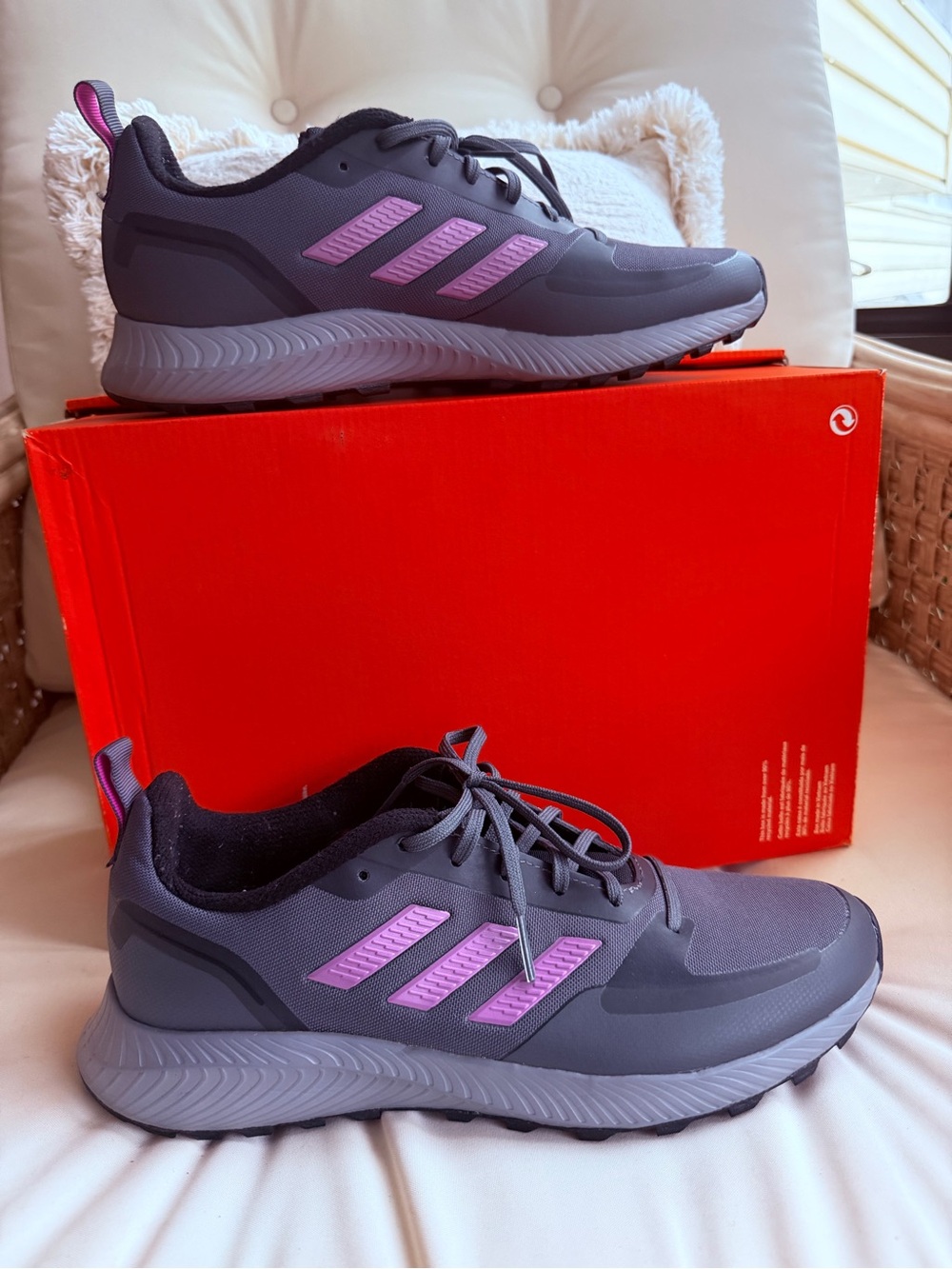 adidas Grey Sneakers with Pink Stripes
